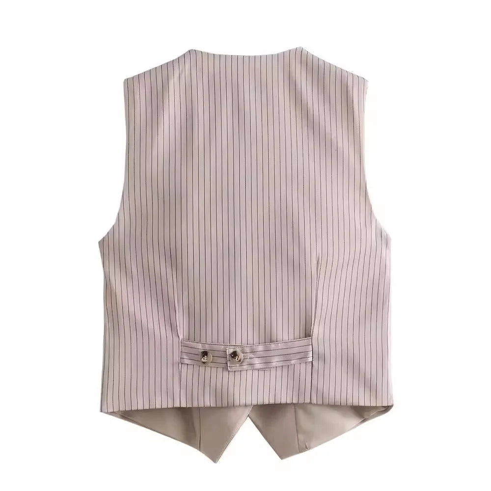 PRINTKAOIR vrouwen pak en broek mode vest vest kaki hoge taille rechte pijpen broek set 2024 herfst hot koop