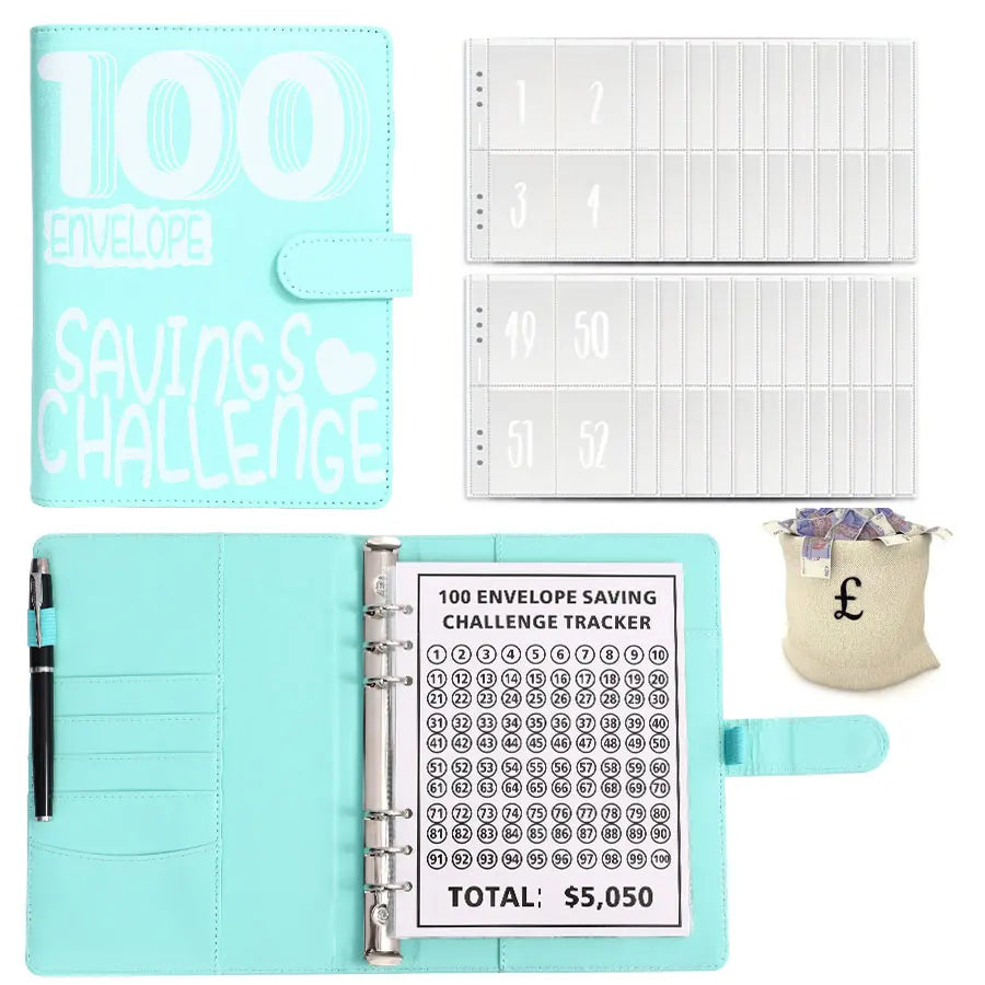 100 Envelope Challenge Budget Binder With Cash Envelopes Money Organizer System, leuke kleuren spaarmapjes.