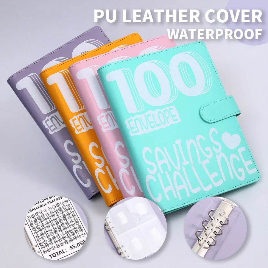 100 Envelope Challenge Budget Binder With Cash Envelopes Money Organizer System, leuke kleuren spaarmapjes.