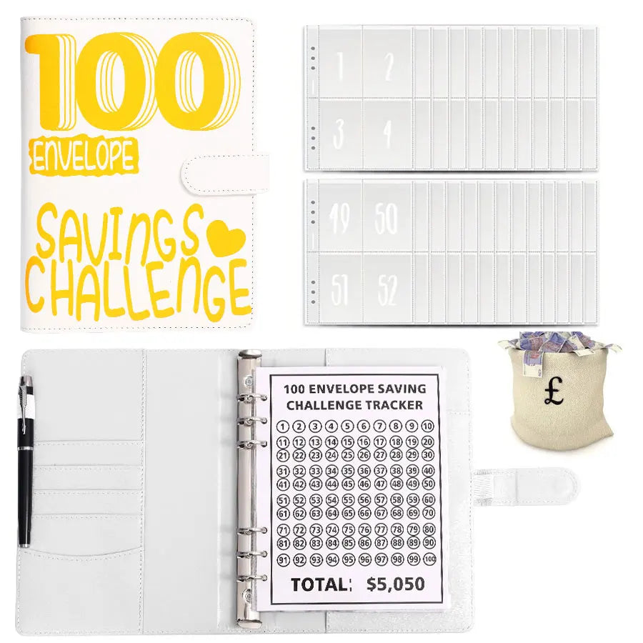 100 Envelope Challenge Budget Binder With Cash Envelopes Money Organizer System, leuke kleuren spaarmapjes.