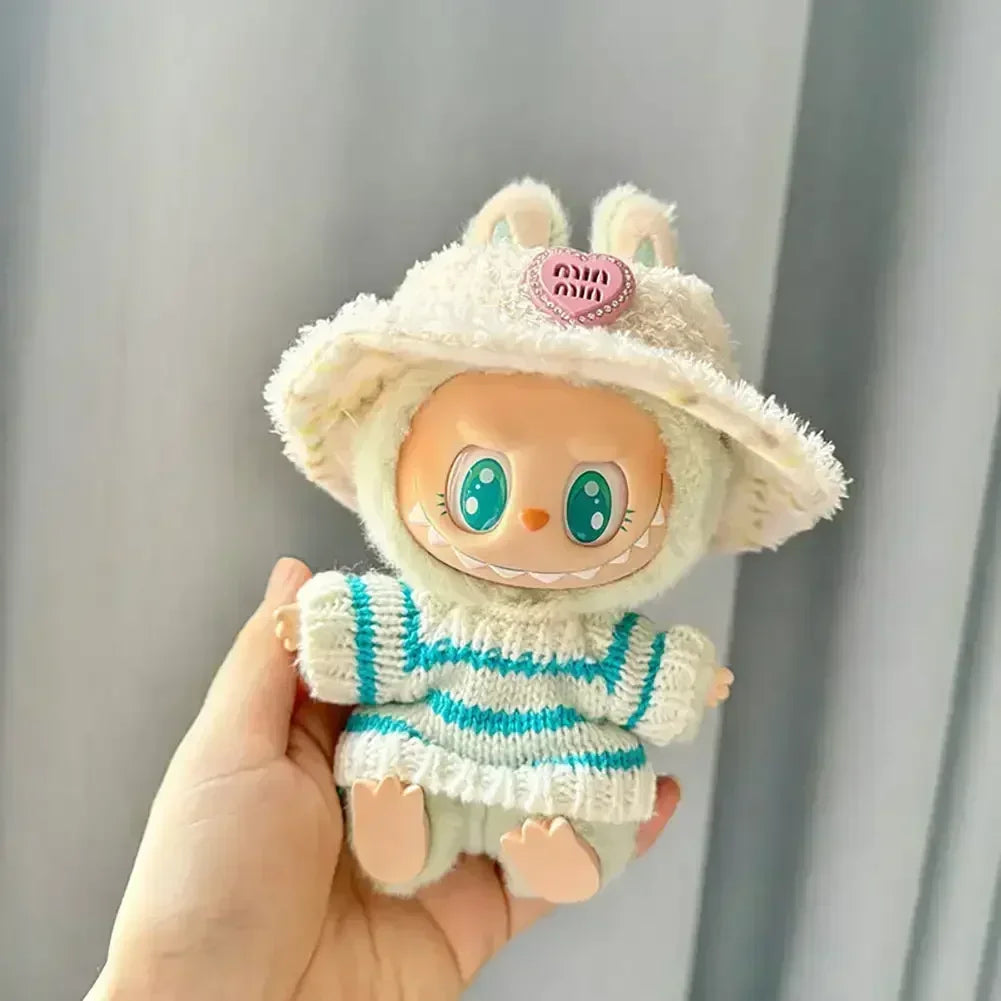 Labubu Doll Clothes Fashion Sweater Outfit Accessories Sitting