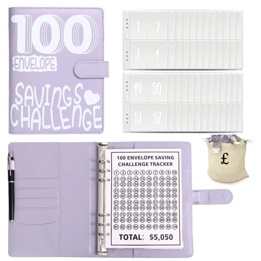 100 Envelope Challenge Budget Binder With Cash Envelopes Money Organizer System, leuke kleuren spaarmapjes.