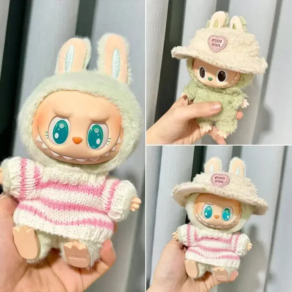 Labubu Doll Clothes Fashion Sweater Outfit Accessories Sitting