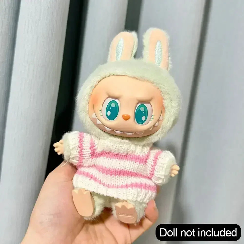 Labubu Doll Clothes Fashion Sweater Outfit Accessories Sitting