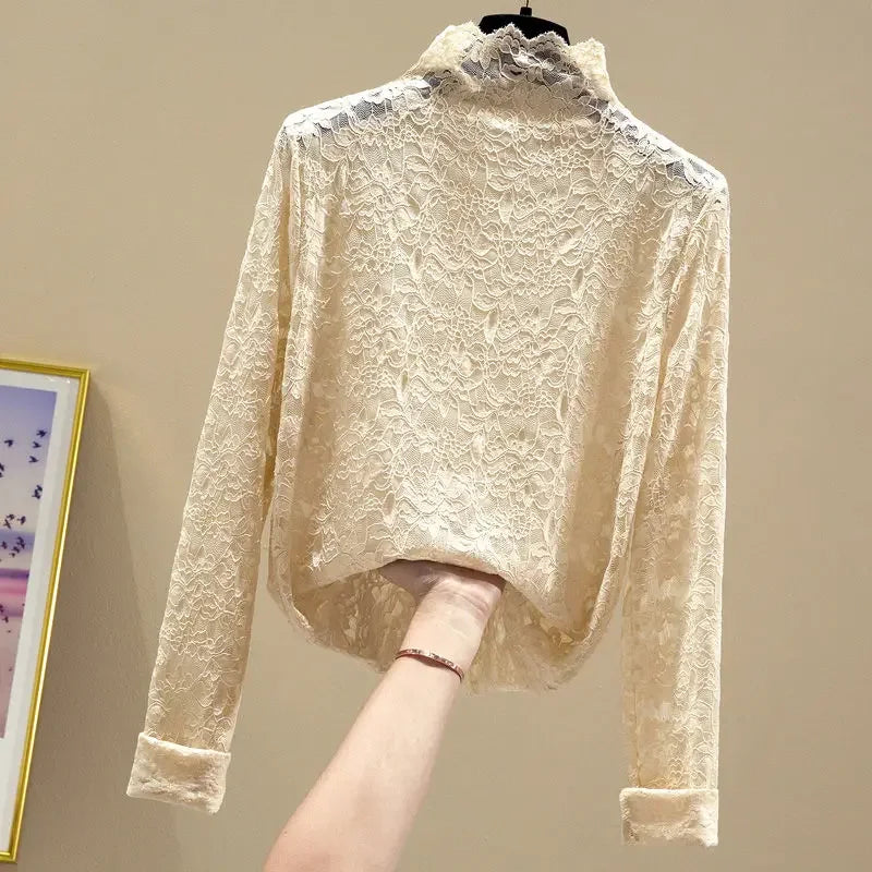 Kanten shirt, zwart/wit