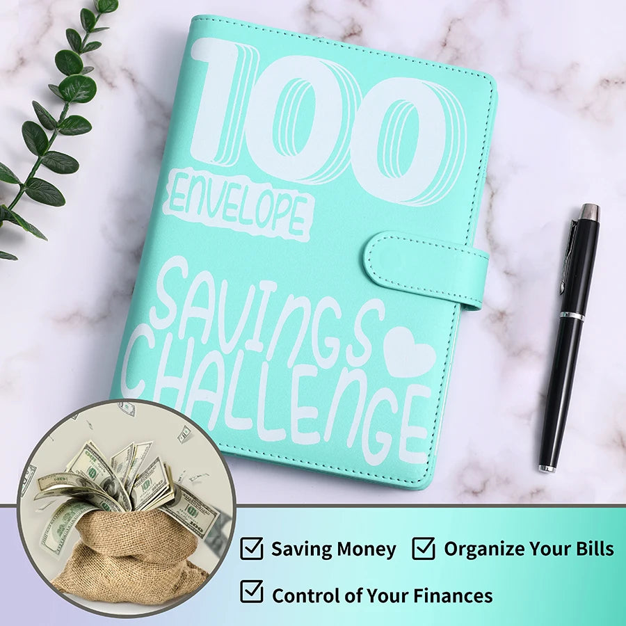 100 Envelope Challenge Budget Binder With Cash Envelopes Money Organizer System, leuke kleuren spaarmapjes.