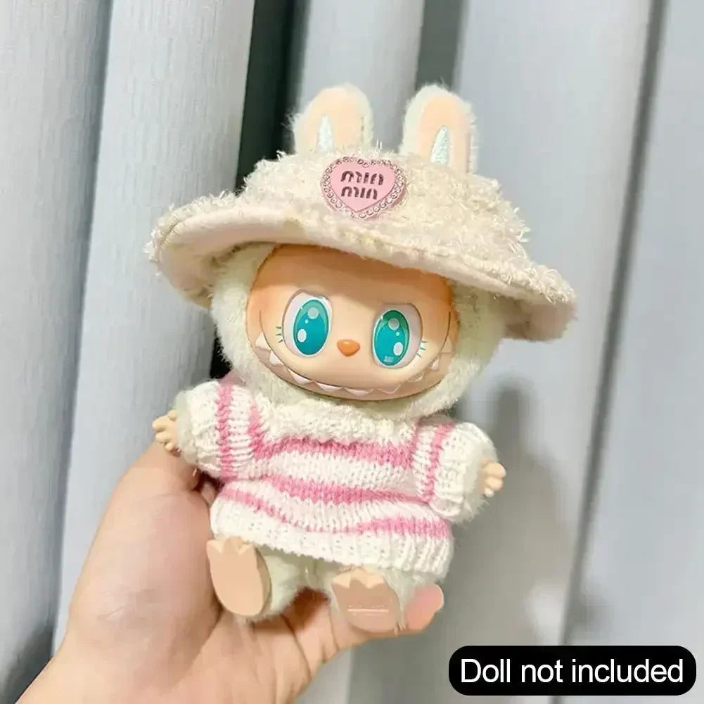 Labubu Doll Clothes Fashion Sweater Outfit Accessories Sitting