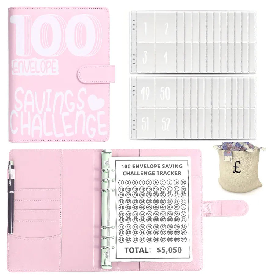 100 Envelope Challenge Budget Binder With Cash Envelopes Money Organizer System, leuke kleuren spaarmapjes.