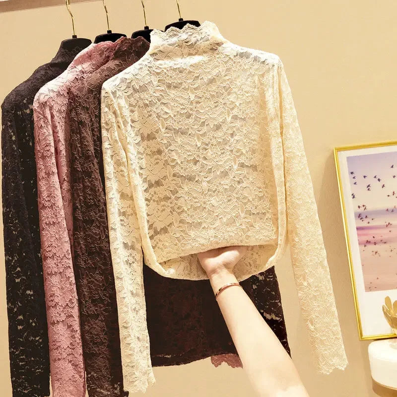 Kanten shirt, zwart/wit