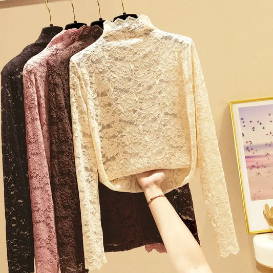 Kanten shirt, zwart/wit